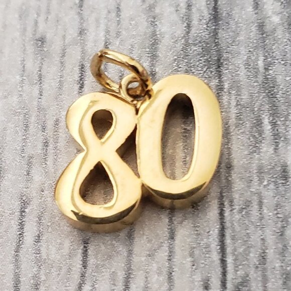 Jewelry - Number 80 Sports 80th Birthday Anniversary Gold Tone Charm